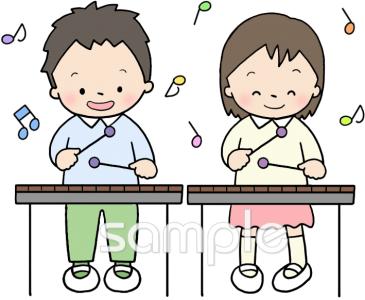 保健室向け木琴 演奏する無料イラストお試しフリー素材(カット)