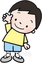 保健室向け男の子 手を振る無料イラストお試しフリー素材(カット)