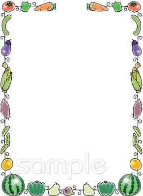 保健室向け野菜 飾り枠無料イラストお試しフリー素材(カット)