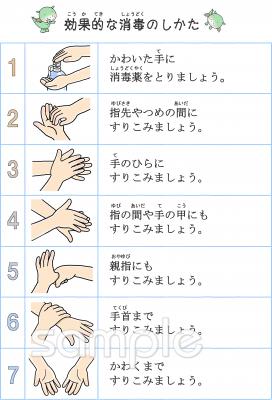 保健室向け効果的な消毒のしかた無料イラストお試しフリー素材(カット)