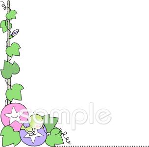 保健室向けコーナー枠 朝顔無料イラストお試しフリー素材(カット)