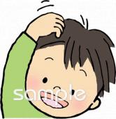 保健室向け頭をかく無料イラストお試しフリー素材(カット)