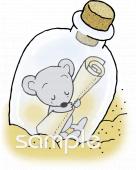 保健室向けボトルメール無料イラストお試しフリー素材(カット)