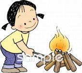 保健室向け子ども 焚き火無料イラストお試しフリー素材(カット)