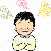 保健室向け考え事 腕組み無料イラストお試しフリー素材(カット)