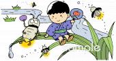 保健室向け蛍狩り無料イラストお試しフリー素材(カット)