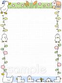 保健室向け親子 アヒル 枠無料イラストお試しフリー素材(カット)
