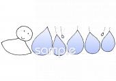 保健室向けてるてる坊主 雨粒無料イラストお試しフリー素材(カット)