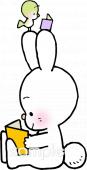 保健室向け読書 ウサギ無料イラストお試しフリー素材(カット)