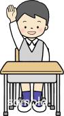 保健室向け挙手無料イラストお試しフリー素材(カット)
