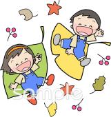 保健室向け落ち葉 子ども無料イラストお試しフリー素材(カット)