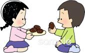 保健室向け子ども おはぎ無料イラストお試しフリー素材(カット)