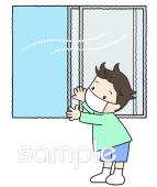 保健室向け空気を入れかえよう無料イラストお試しフリー素材(カット)