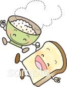 保健室向けパン ご飯無料イラストお試しフリー素材(カット)