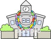 保健室向け校舎 記念日無料イラストお試しフリー素材(カット)