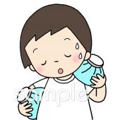 保健室向け暑い 体を冷やす無料イラストお試しフリー素材(カット)