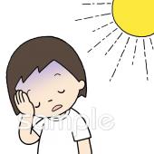 保健室向け具合が悪い 猛暑無料イラストお試しフリー素材(カット)