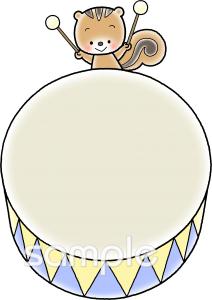 校長・教頭先生向け太鼓 リス無料イラストお試しフリー素材(カット)