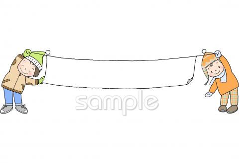 校長･教頭先生向け冬 横長わく無料イラストお試しフリー素材(カット)