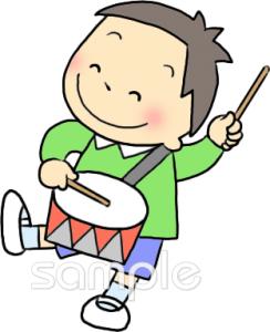 校長・教頭先生向け太鼓 子供無料イラストお試しフリー素材(カット)