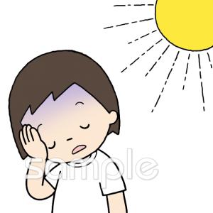 校長・教頭先生向け具合が悪い 猛暑無料イラストお試しフリー素材(カット)