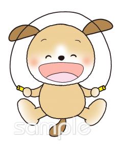 校長･教頭先生向けなわとび イヌ無料イラストお試しフリー素材(カット)