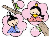 校長･教頭先生向けひな祭り 桃の花無料イラストお試しフリー素材(カット)