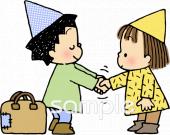 校長･教頭先生向け握手 見送り無料イラストお試しフリー素材(カット)