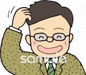 校長･教頭先生向け照れる無料イラストお試しフリー素材(カット)