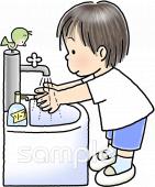 校長･教頭先生向け手を洗う無料イラストお試しフリー素材(カット)