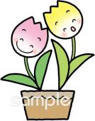 校長･教頭先生向けチューリップ 植木鉢無料イラストお試しフリー素材(カット)