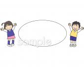 校長･教頭先生向け楕円枠無料イラストお試しフリー素材(カット)