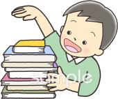 校長･教頭先生向けいっぱい本を読んでみよう無料イラストお試しフリー素材(カット)