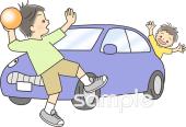 校長･教頭先生向け車の近く 遊ばない無料イラストお試しフリー素材(カット)