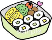 校長･教頭先生向けお弁当 海苔巻無料イラストお試しフリー素材(カット)