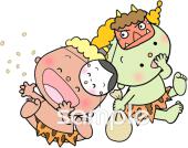 校長･教頭先生向け豆まき 鬼無料イラストお試しフリー素材(カット)