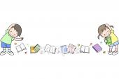 校長･教頭先生向け横長 図書無料イラストお試しフリー素材(カット)