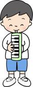 校長･教頭先生向け男の子 鍵盤ハーモニカ無料イラストお試しフリー素材(カット)