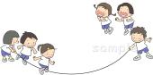 校長･教頭先生向け長縄跳び無料イラストお試しフリー素材(カット)