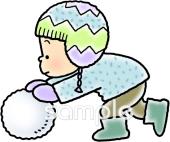 校長･教頭先生向け雪玉 転がす無料イラストお試しフリー素材(カット)