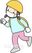 校長･教頭先生向け子供 避難する無料イラストお試しフリー素材(カット)