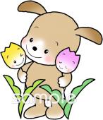 校長･教頭先生向けチューリップ 犬無料イラストお試しフリー素材(カット)