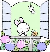 校長･教頭先生向けウサギ 窓無料イラストお試しフリー素材(カット)