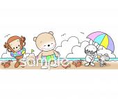 校長･教頭先生向け海水浴 壁面飾り無料イラストお試しフリー素材(カット)