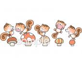 校長･教頭先生向けリス きのこ無料イラストお試しフリー素材(カット)