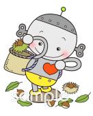 校長･教頭先生向け栗拾い ロボット無料イラストお試しフリー素材(カット)
