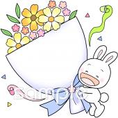 校長･教頭先生向け花束 ウサギ無料イラストお試しフリー素材(カット)