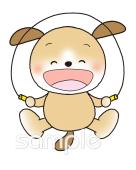 校長･教頭先生向けなわとび イヌ無料イラストお試しフリー素材(カット)