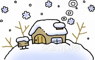 給食・栄養向け雪 家無料イラストお試しフリー素材(カット)