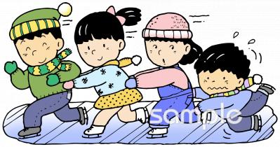 給食･栄養向けスケート 友達無料イラストお試しフリー素材(カット)